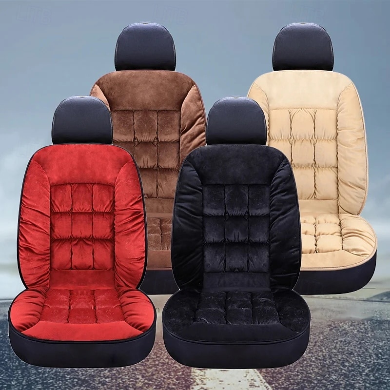 Funda de asiento de coche de invierno, acolchada, gruesa, afelpada, con diseño de cuadros, suave, cómoda y cálida. Cojín universal para el asiento delantero. 2026 - $36.99 –P1