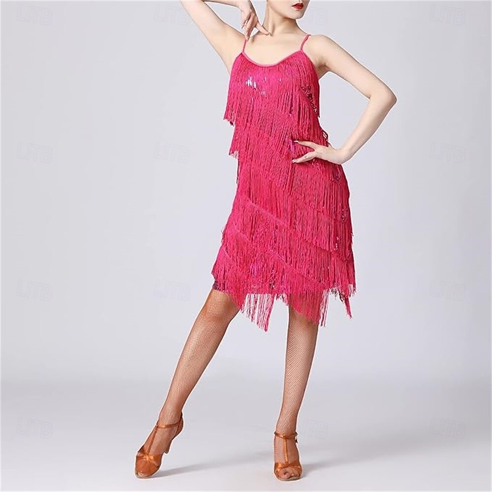 Samba Dancewear Ženské salsa latinské taneční šaty se třásněmi a flitry kostým pro ballroom tanec na karneval 2026 - $50.99 –P2