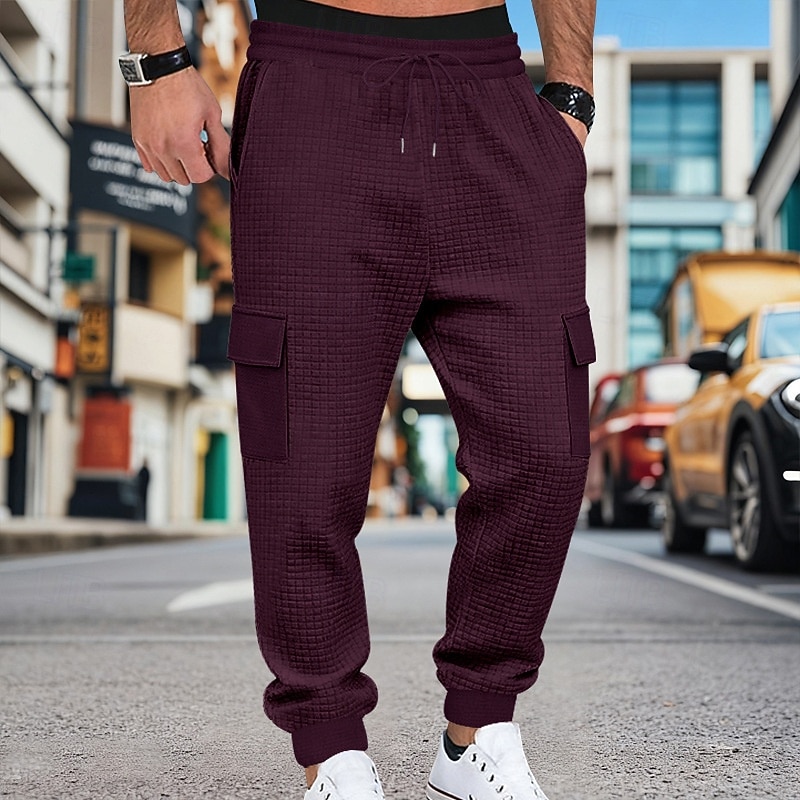 Bărbați Pantaloni de sport cargo Pantaloni Sport Joggeri Pantaloni Pantaloni Waffle Cordon Buzunar Talie elastică Simplu Confort Απαλό Zilnic În aer liber Concediu Vacanță Modă Negru Verde Militar 2026 - $25.99 –P17