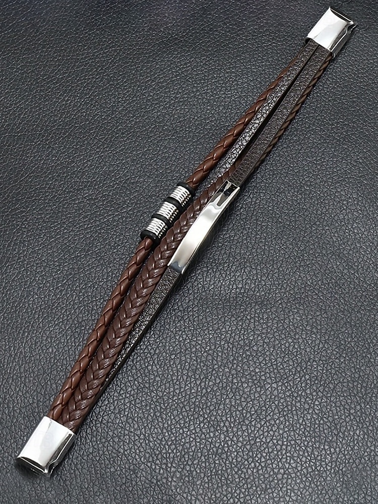 Men's faux leather alloy multi-layer magnetic braided bracelet, Stylish and durable, Suitable for casual wear and special occasions. 2025 - $9.99 –P8