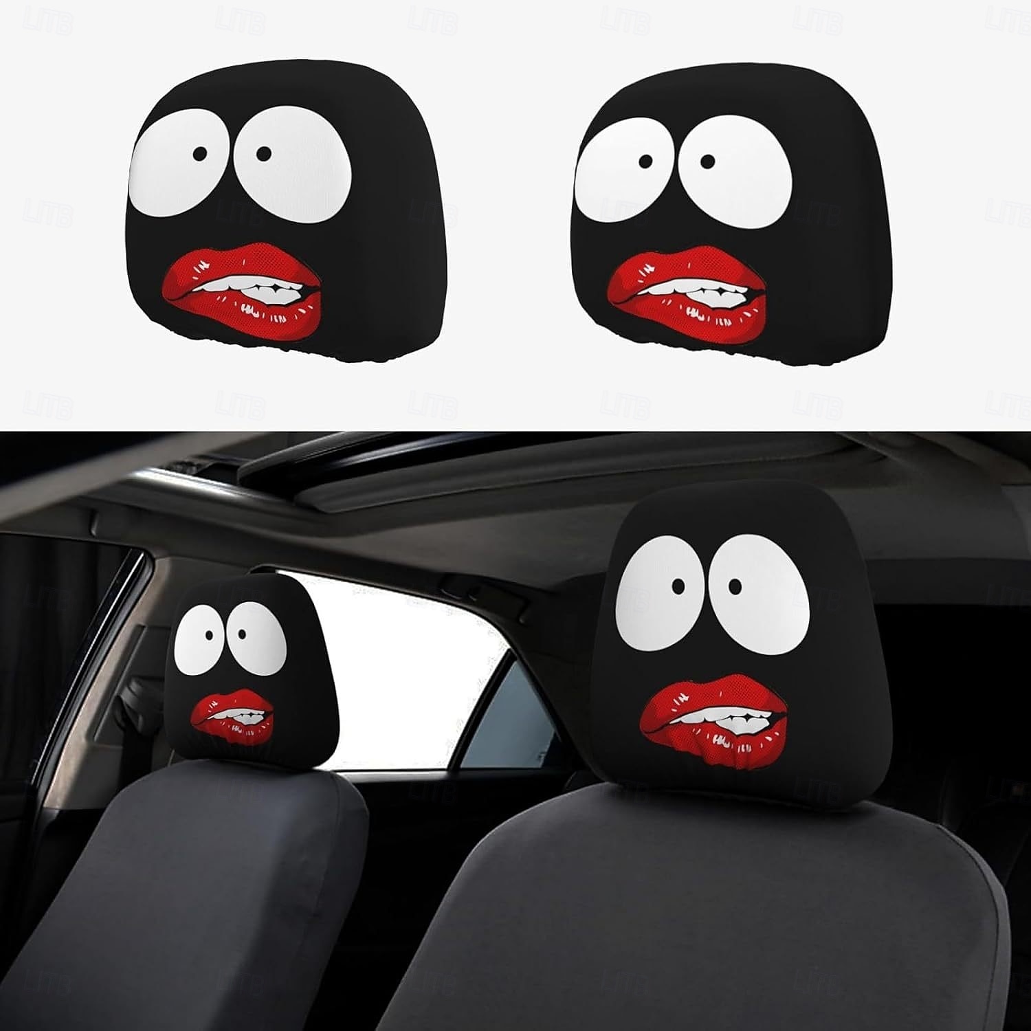 2 db vicces ajakmintás fejtámlahuzat, nyakpárna és deréktámasztó párna, puha és bolyhos, egész évszakos használatra, alkalmas hosszú távú vezetéshez, napi ingázáshoz, üzleti utakhoz, autóban való 2026 - $9.99 –P6