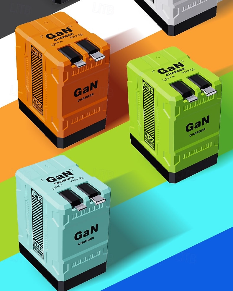 מטען אולטרה מהיר של גן 120 וואט PD3.0 סוג C תאורה כפולה יציאת O כבל נשלף טלפון נייד מחשב נייד טעינה מהירה 2025 - $21.99 –P13