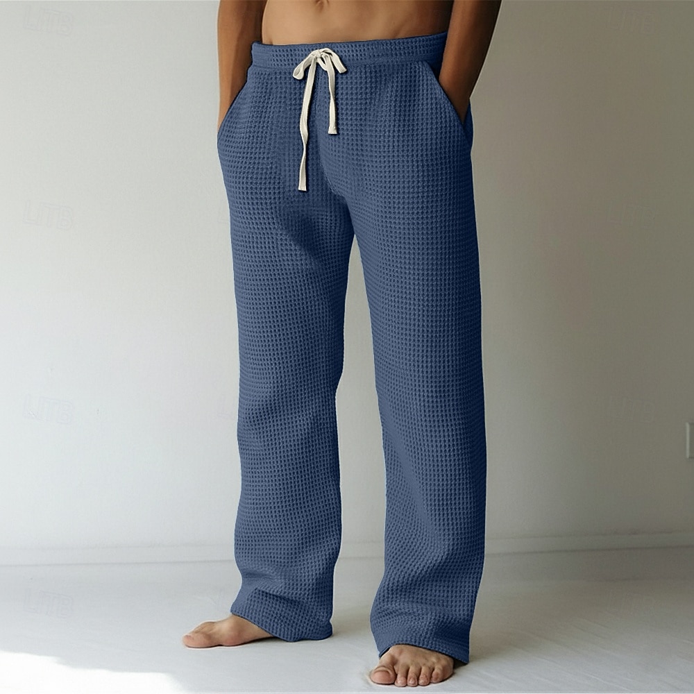 Herren Jogginghose Hose Baggy-Hosen Gerade geschnittene Sweatpants Waffelhose Kordelzug Elastischer Bund Einfach Atmungsaktiv Volle Länge Urlaub Lässig Täglich Klassicher Stil Basic Schwarz Weiß 2026 - $24.99 –P11