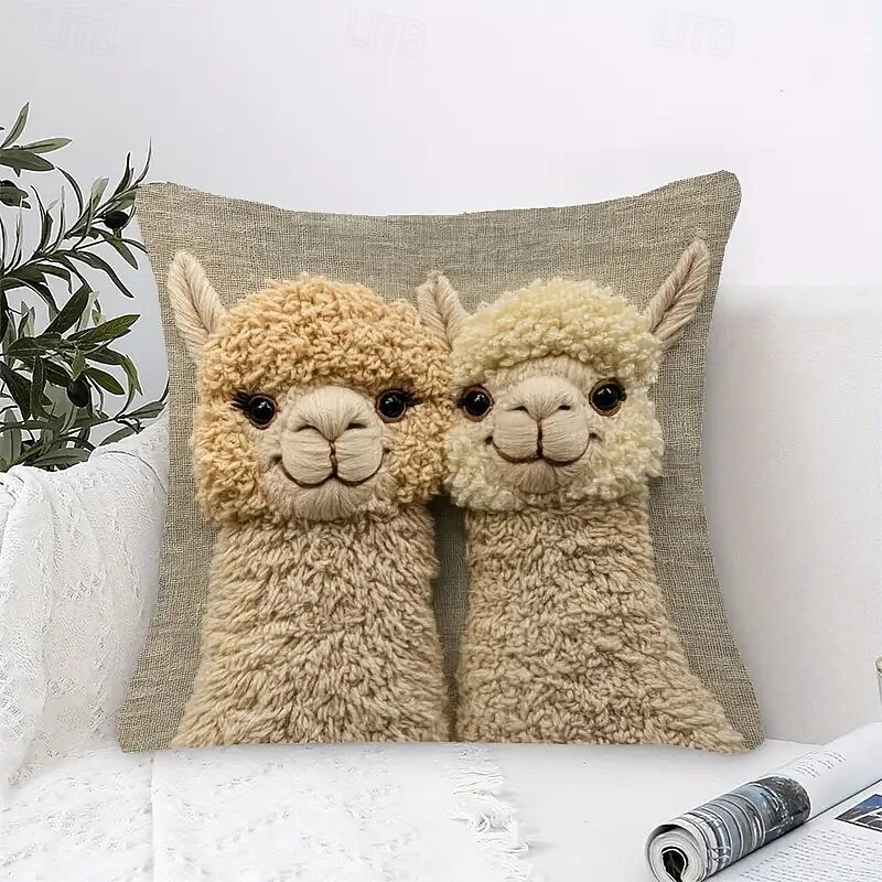 Two Alpacas Single Side Printed Pillow Covers with 2D Flat Print 45x45cm Decorative Cushion Cases for Home Living Room Bedroom Sofa Accent Throw Pillows 2026 - $9.99 –P2