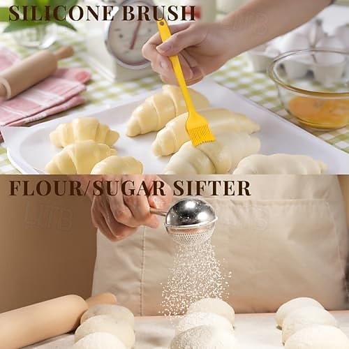 kovászos kezdőkészlet tartalmaz egy 23 cm-es kört &25 cm-es ovális banneton kenyérkelesztő kosár kenyérsütővel, tésztakaparóval, tésztakeverővel, szilikonkefével és szűrővel 2026 - $77.99 –P2