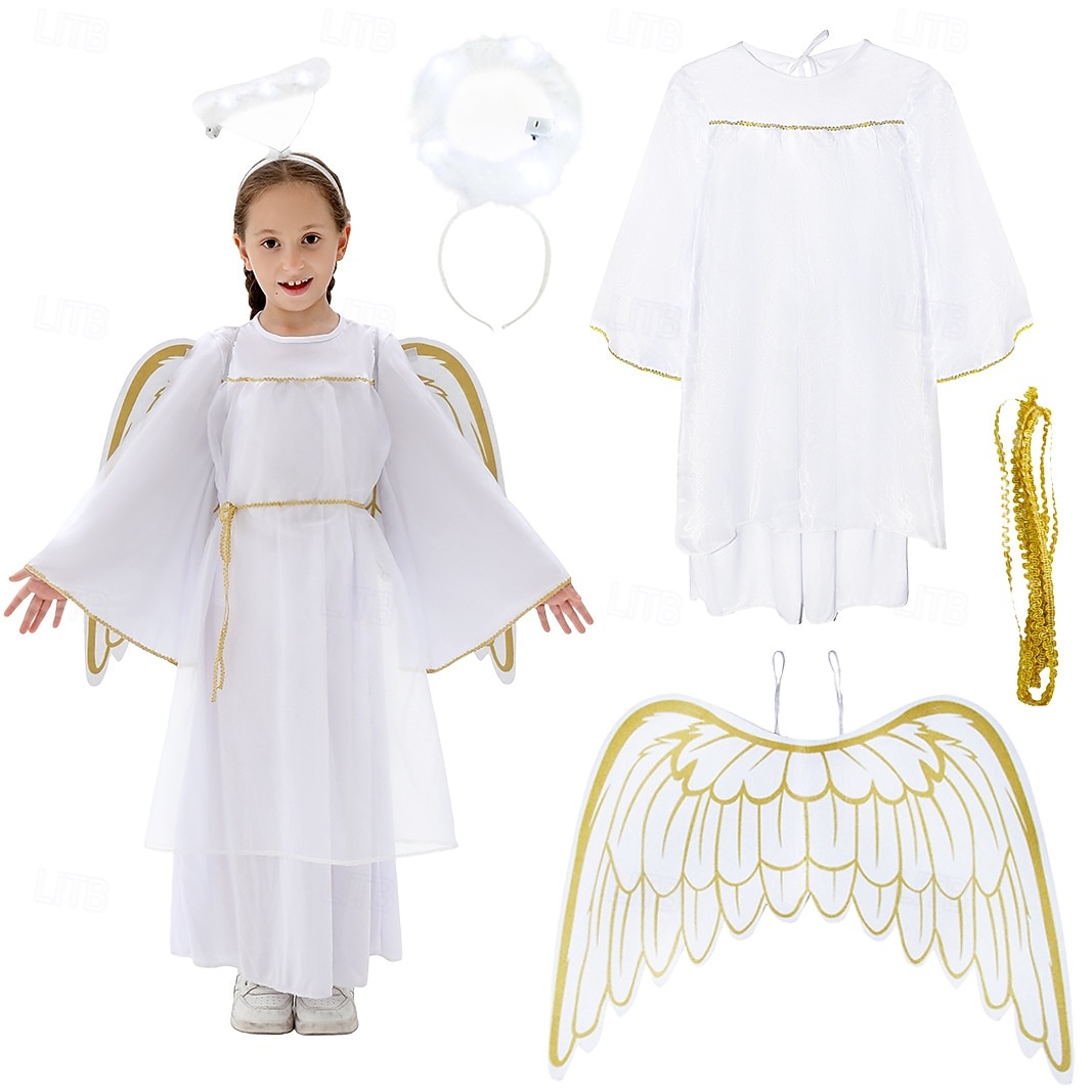 white christmas dresses Kids' Angel Costume – Meri Meri main image 0