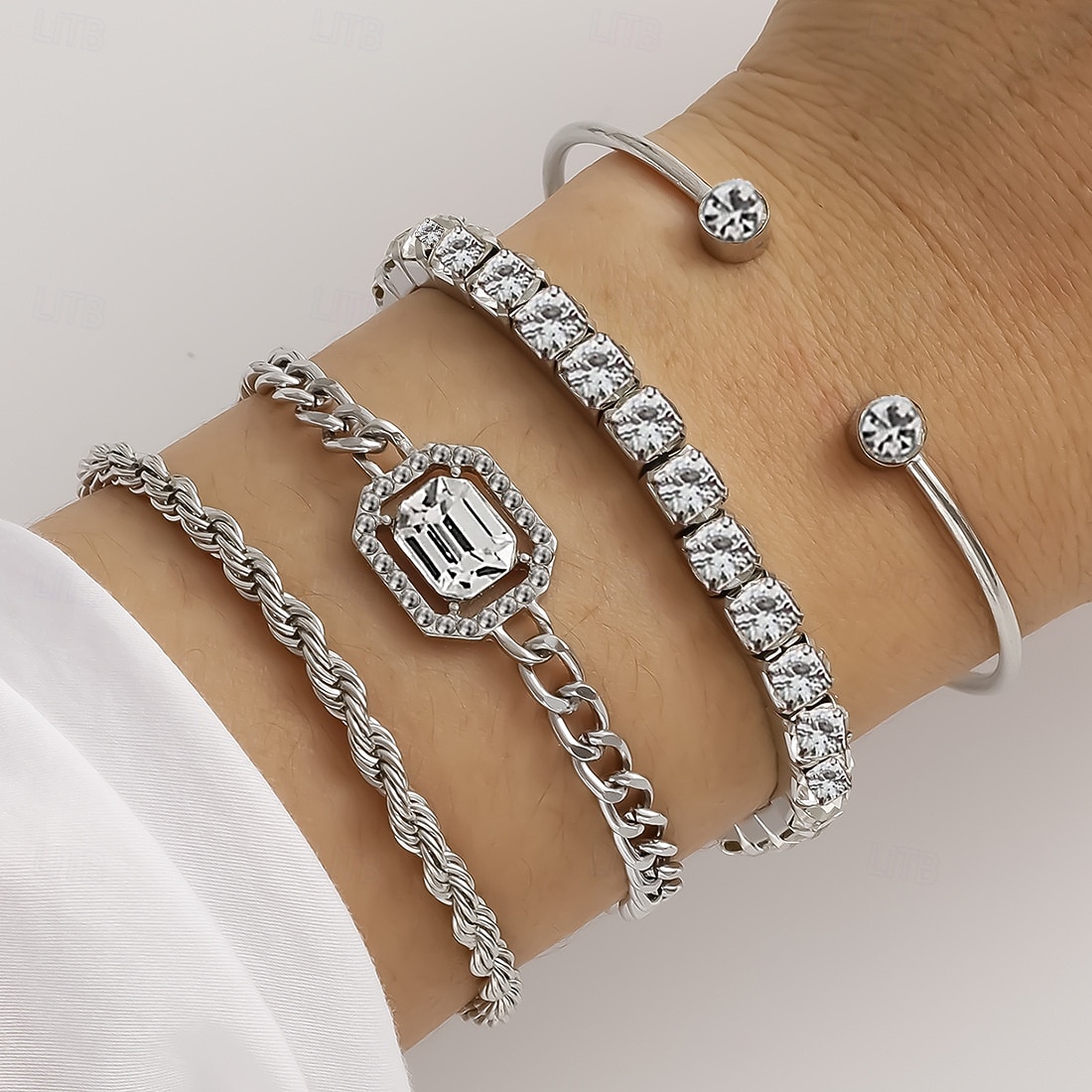 Set de brățări aurii cu strasuri pentru femei - brățări cu lanț de cristale multistrat pentru petreceri glam, ieșiri în oraș&amp;accesorii pentru ocazii speciale 2026 - $11.99 –P2