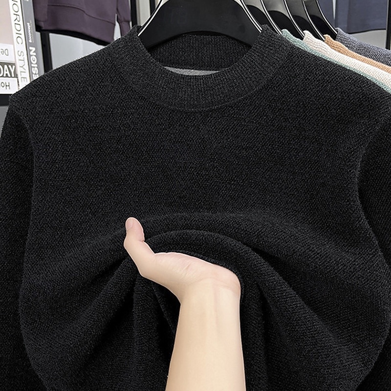 Herren Pullover Strickpullover Gerippt Stricken Normale Oberteile Gestrickt Fleece Einfach Rundhalsausschnitt Mode Basic Urlaub Alltagskleidung Bekleidung Herbst Winter Schwarz Grün M L XL 2026 - $37.99 –P16