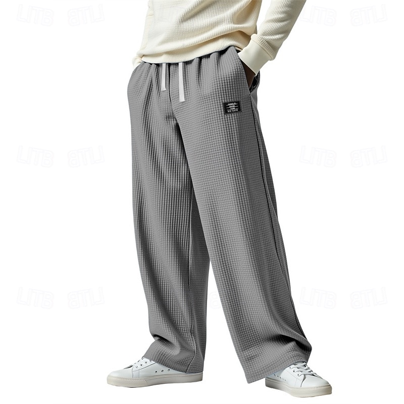 رجالي بنطال رياضي فضفاض بنطلونات سروال وافل رباط جيب مرونة الخصر سهل راحة رياضة في الهواء الطلق مناسب للبس اليومي موضة كاجوال أزرق أسود مرن نسبياً 2025 - $26.99 –P6