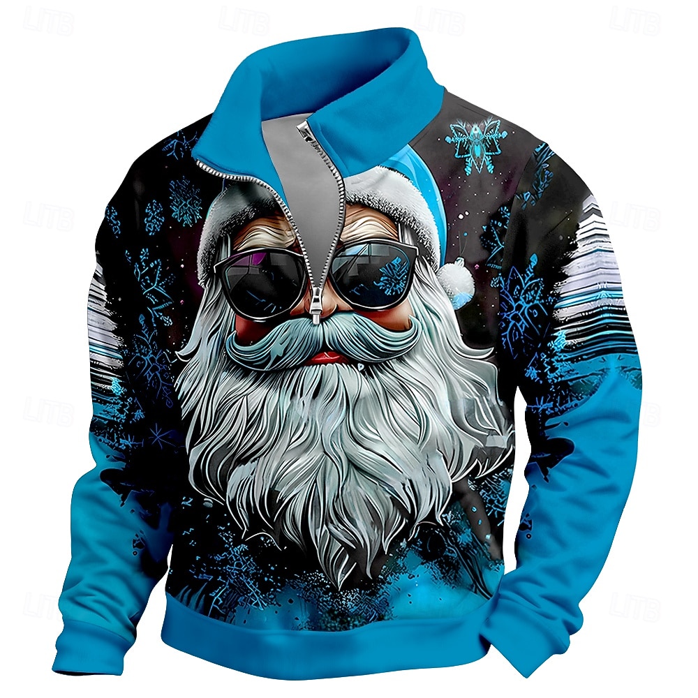Natale Per uomo Babbo Natale Felpa Cool Quotidiano Elegante Manica Lunga Collo alla coreana All'aperto Casa Regalo Blu Rosso Viola Verde Cerniera Autunno Inverno progettista S M L XL XXL XXXL del 2026 a $33.99 –P2