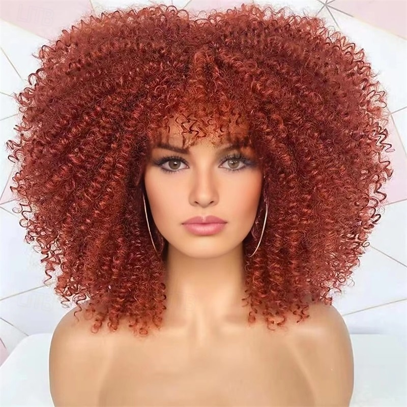 Carnival Wig 2026 Blonde Pink Red Afro Afro Curly Short Synthetic Festival Wig Mardi Gras Parade Cosplay Costume Hair for Women 2026 - $23.99 –P10