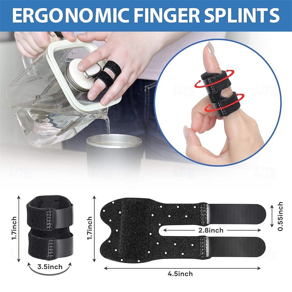 5 PCS Breathable Trigger Finger Splint, Adjustable Finger Brace, Thumb Brace for Broken Strained Arthritis for Thumb, Middle, Index, Ring, Pinky Finger Splint (5, Black) 2026 - $20.99 –P4