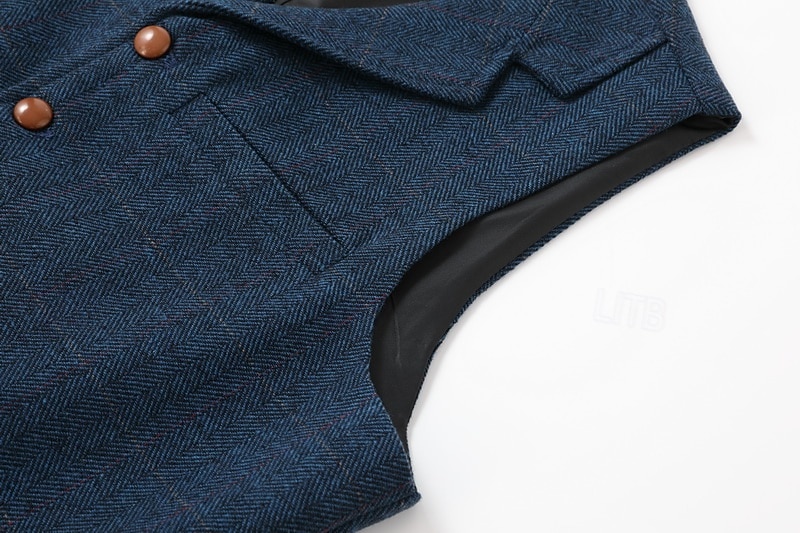 Men's Vest Tweed Vest Waistcoat Vintage Fashion Spring &  Fall Buttons Wool Blend Comfortable Plain Single Breasted V Neck Regular Fit Deep Green Navy Dark Gray Light Grey Vest 2025 - $34.99 –P6