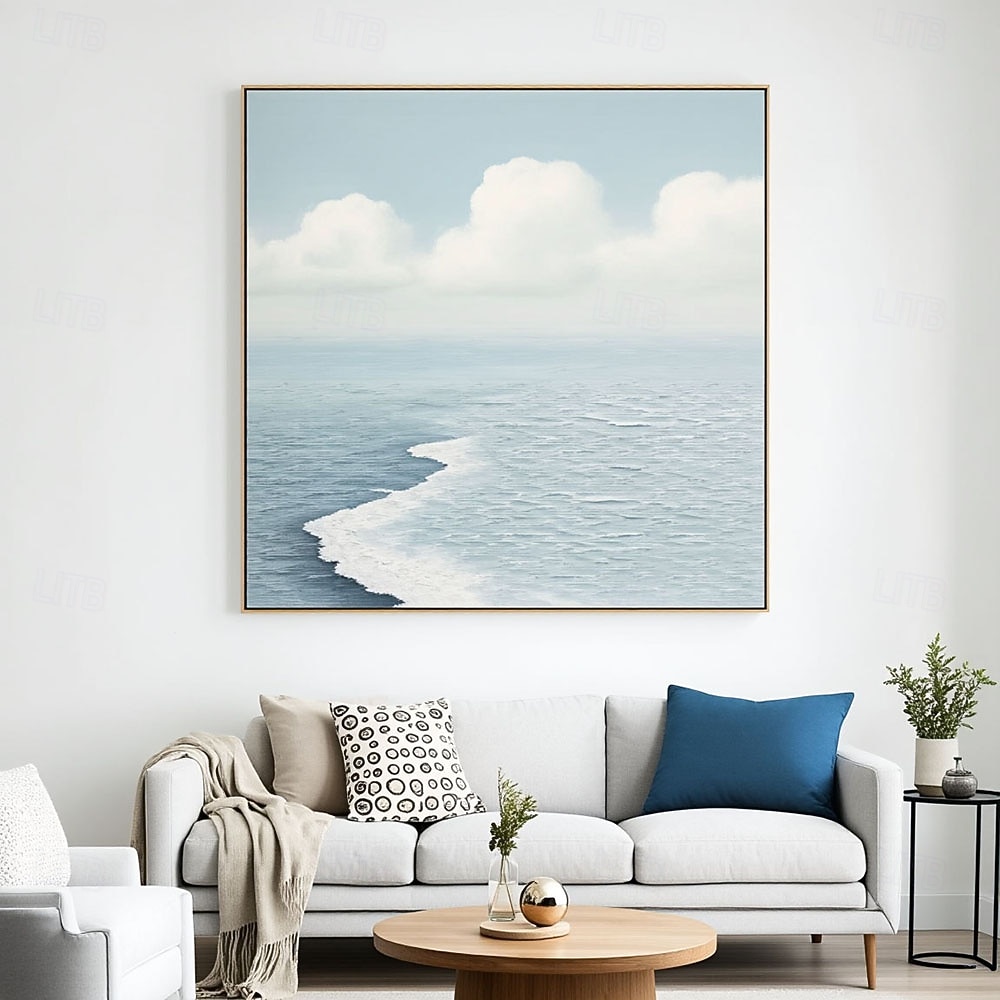 Large Blue Ocean Abstract Painting Light Blue Ocean Abstract Art Ocean Waves Canvas Painting White Textured Wall Art Ocean Waves Wall Art 2026 - $108.99 –P3