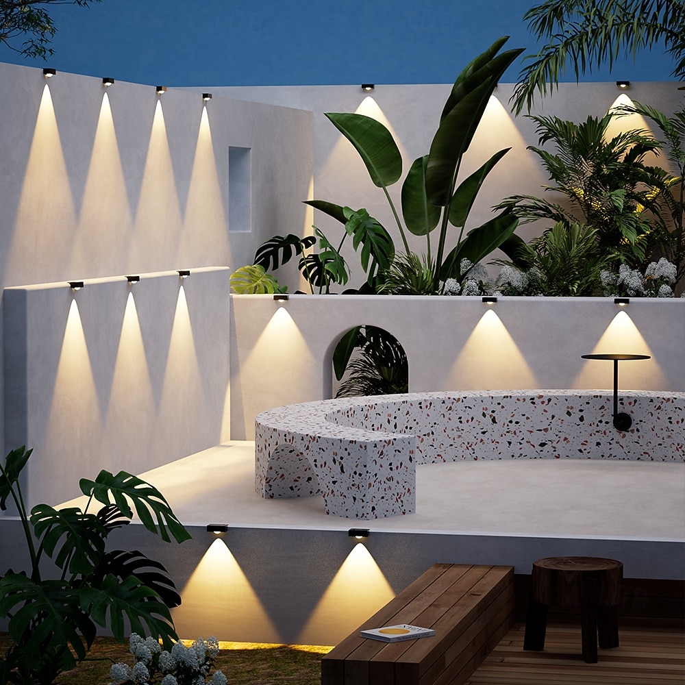 4 db napelemes, vízálló kültéri fali lámpa, 1/2/3/4 LED, villakertbe, lépcsőházba, erkélyre, kerítésbe, verandára, dekorációs világításba 2026 - $23.99 –P13