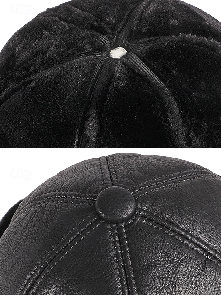 Herre vinterlue med pelsfôr i kunstskinn – varm, stilig og komfortabel for kaldt vær – perfekt for utendørsaktiviteter og hverdagsbruk 2026 - $18.99 –P10