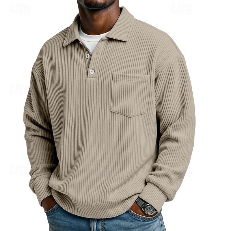 Hombre Camisa de Pana Con Texturas Casual Deportes Diseño Manga Larga Moda Básico Bloque de color Bolsillo Botones Otoño Primavera & Otoño Otoño invierno Ajuste regular Negro Gris Azul Claro Azul 2026 - $25.99 –P3