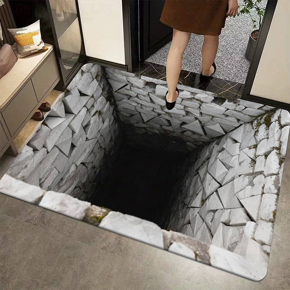 3D Optical Illusion Doormat Visual Trap Floor Mat Non Slip for Doorway Entryway Bathroom Kitchen Indoor Outdoor Diatomaceous Earth Quick Dry Absorbent 20 x 31 inch 2026 - $17.49 –P3