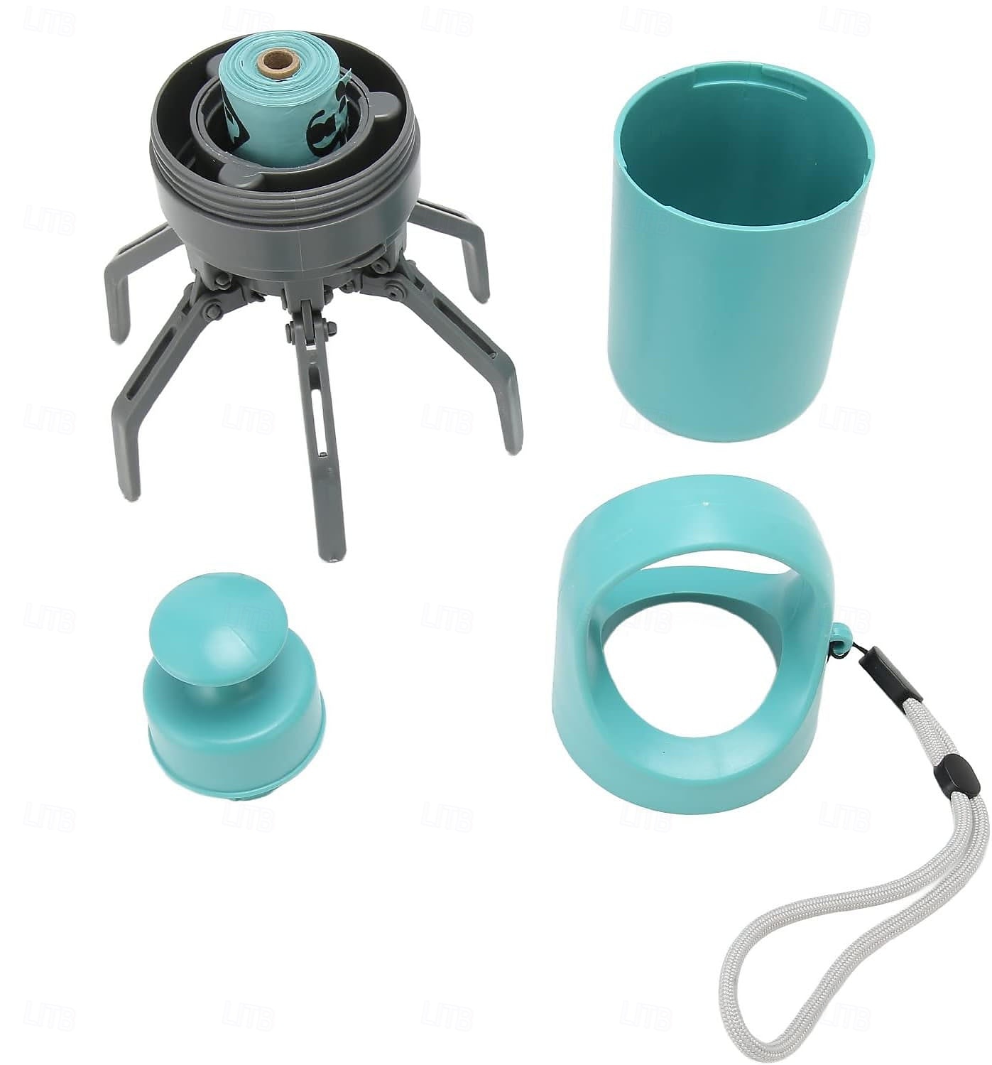 Φορητή σκούπα περιττωμάτων σκύλου με διανομέα σακούλας - ανθεκτικό πλαστικό, γαλαζοπράσινο, σχεδιασμός με νύχι για αποτελεσματική συλλογή απορριμμάτων, περιλαμβάνει στεγανές σακούλες, ιδανικό για 2026 - $22.99 –P11