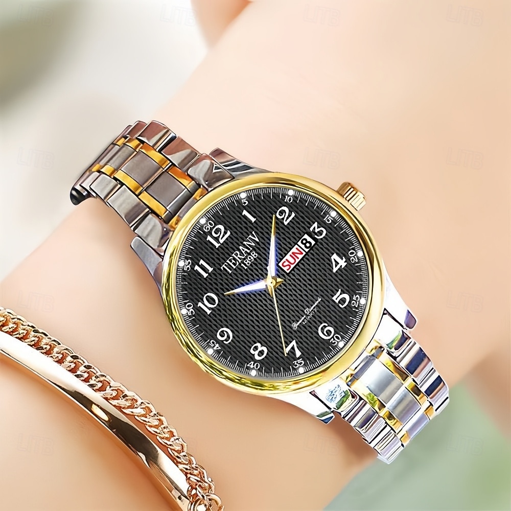 Muotikas ystävänpäivälahja naisten digitaalinen kaksoiskalenterivalo vedenpitävä kello tytöille 2026 - $15.99 –P2