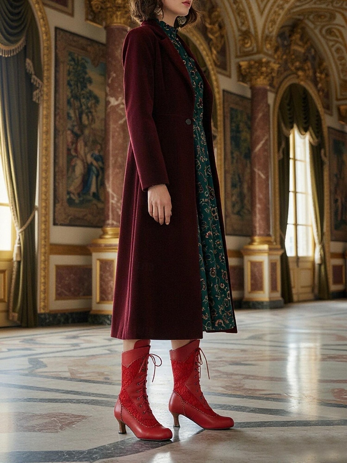 stivali da donna in similpelle rossa con lacci e tacchi, in stile vittoriano - stile gotico vintage anni '20 per carnevale, feste e occasioni in costume del 2026 a $59.99 –P1