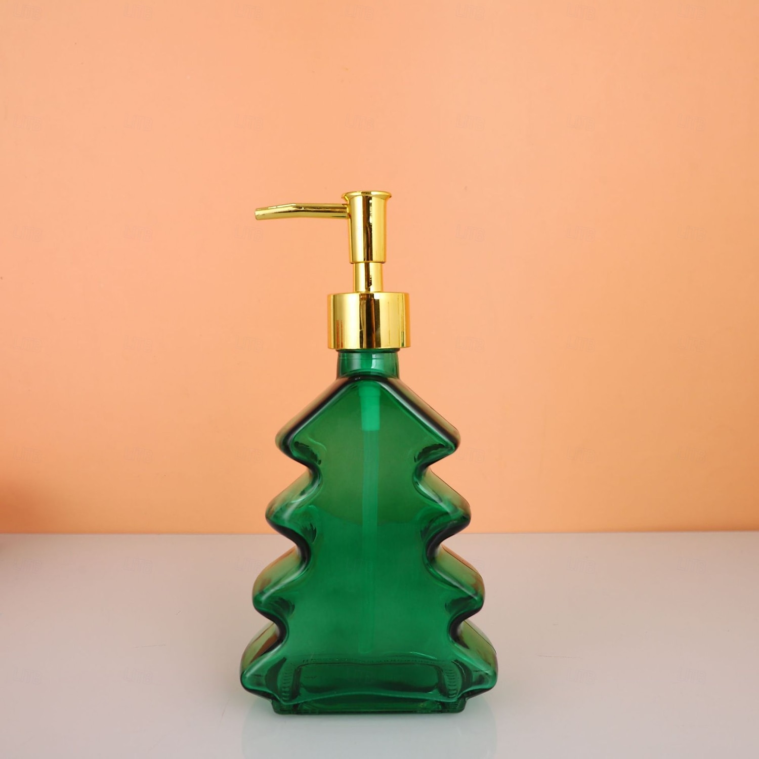 Glass Christmas Tree Hand Pump Dispenser Bottle - 300ml Red/Green Reusable Travel-Sized Soap/Lotion/Cleanser Container with Golden Reindeer Snowflake Design for Kitchen, Bathroom, Office - Durable 2026 - $6.99 –P11