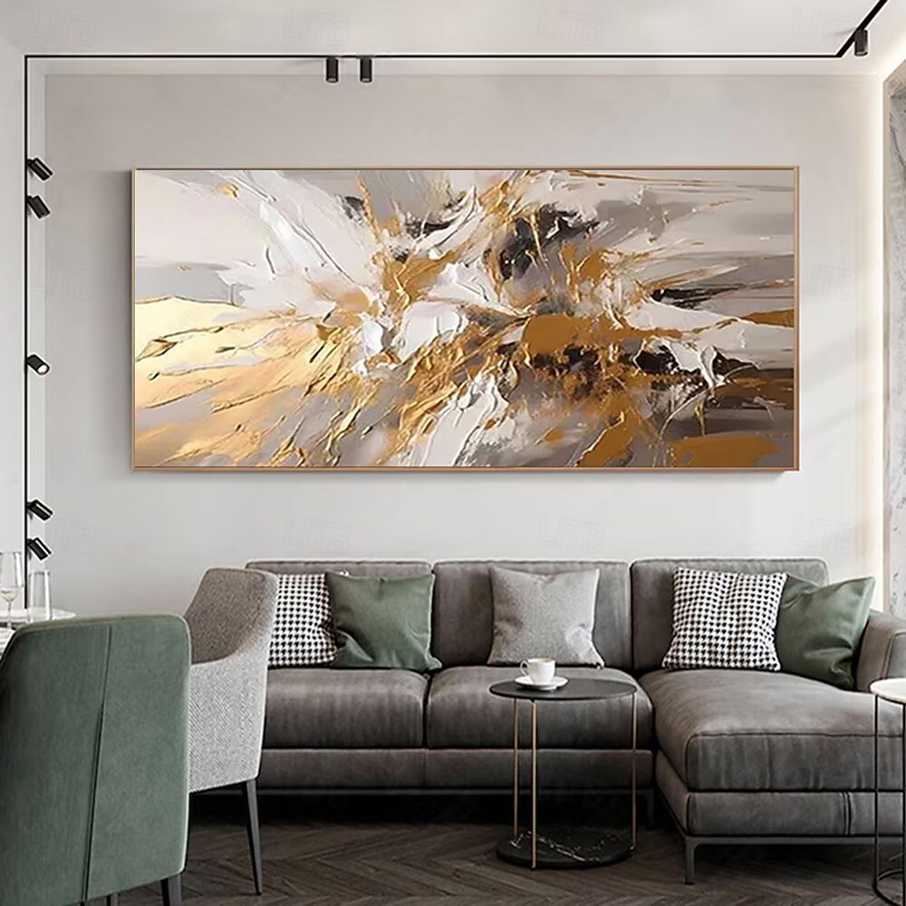 Gold oil painting handmade White Abstract Oil Painting on Canvas hand painted Bright Textured Original Foil Painting Art Large Modern Art painting for Living Room Wall Art Decor 2026 - $123.99 –P4