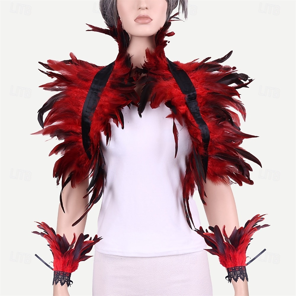 Karneval 2026 Rio Karneval Samba Tillbehör Röd och Svart Fjäderaxelvärmare  Manschettset Burlesque Dans Rave Outfit Brasil Festival Framträdande Kostym 2026 - $18.49 –P5