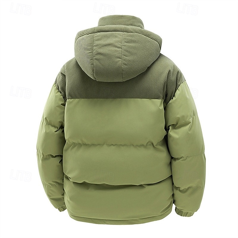 Pánské Zimní kabát Puffer bunda S vycpávkou Kapsy Kostka Polyester Venkovní Ležérní Denní Standardní Módní Šik ven Na běžné nošení Zahřívací Zima Barevné bloky Černá Trávová zelená Khaki Puffer Jacket 2026 - $51.99 –P19