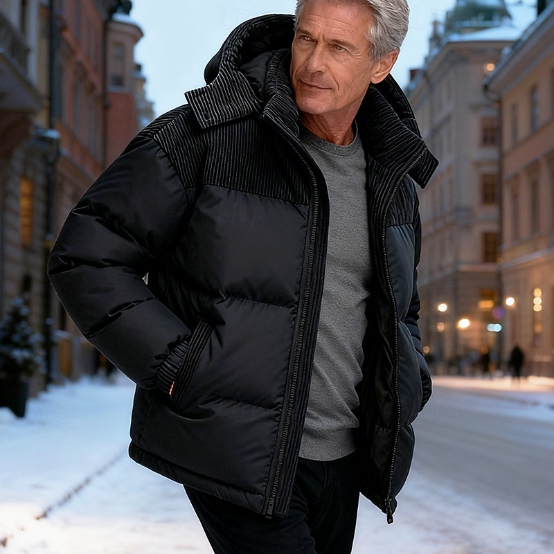 Pánské Zimní kabát Puffer bunda S vycpávkou Kapsy Kostka Polyester Venkovní Ležérní Denní Standardní Módní Šik ven Na běžné nošení Zahřívací Zima Barevné bloky Černá Trávová zelená Khaki Puffer Jacket 2026 - $51.99 –P12