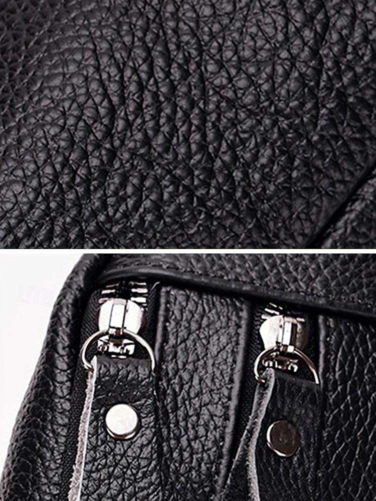 marsupio da uomo in vera pelle - grande capacità, colori nero e caffè, molteplici stili di utilizzo, elegante e pratico per l'uso quotidiano del 2026 a $11.99 –P9