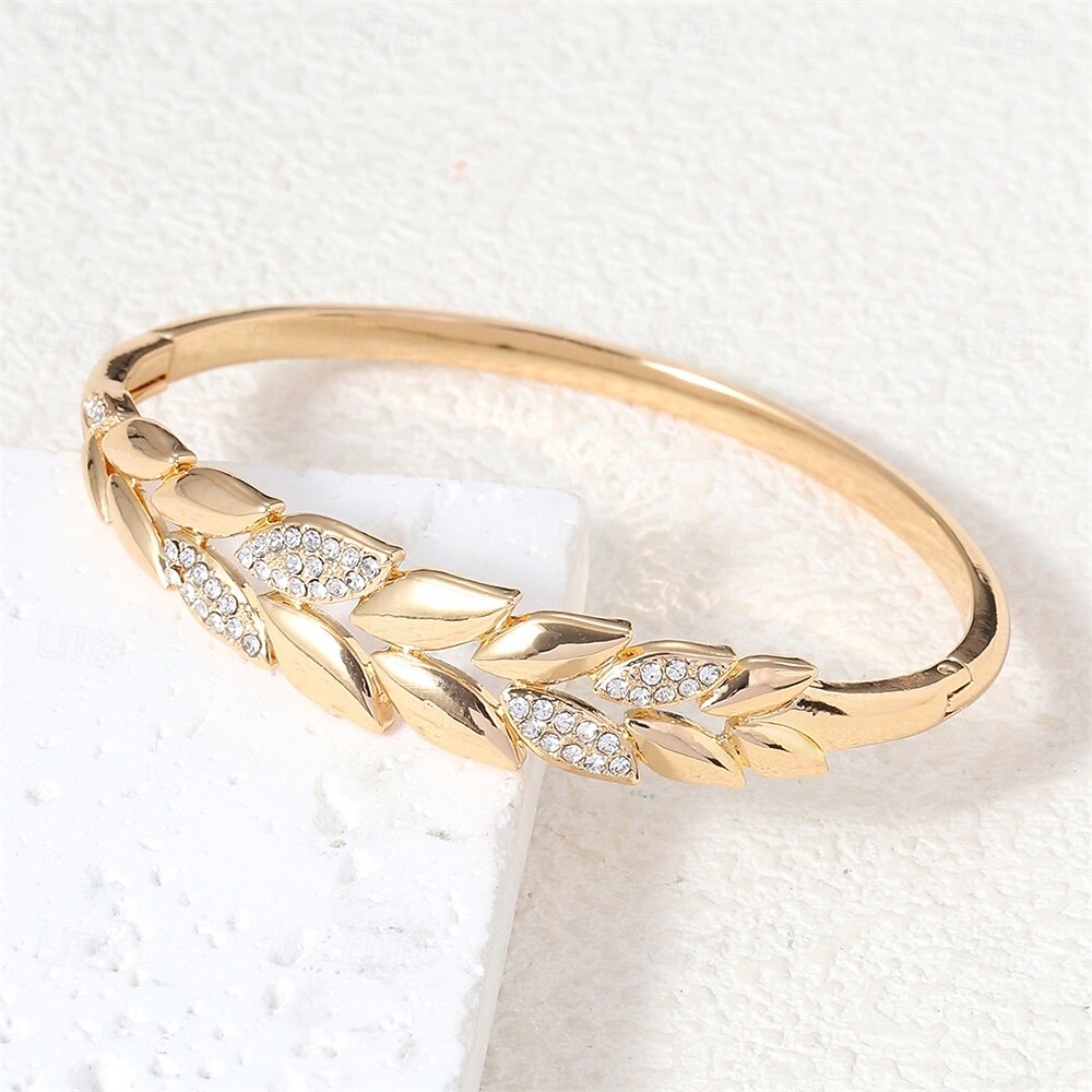 Cyrkon Retro Kształt listka Moda Spersonalizowane Prosty Modny Chrom Bransoletka Biżuteria Srebrny / Złota Na Ślub Impreza Zaręczynowy Studniówka 2026 - $9.99 –P2