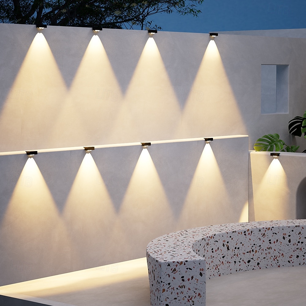 4 db napelemes, vízálló kültéri fali lámpa, 1/2/3/4 LED, villakertbe, lépcsőházba, erkélyre, kerítésbe, verandára, dekorációs világításba 2026 - $23.99 –P11