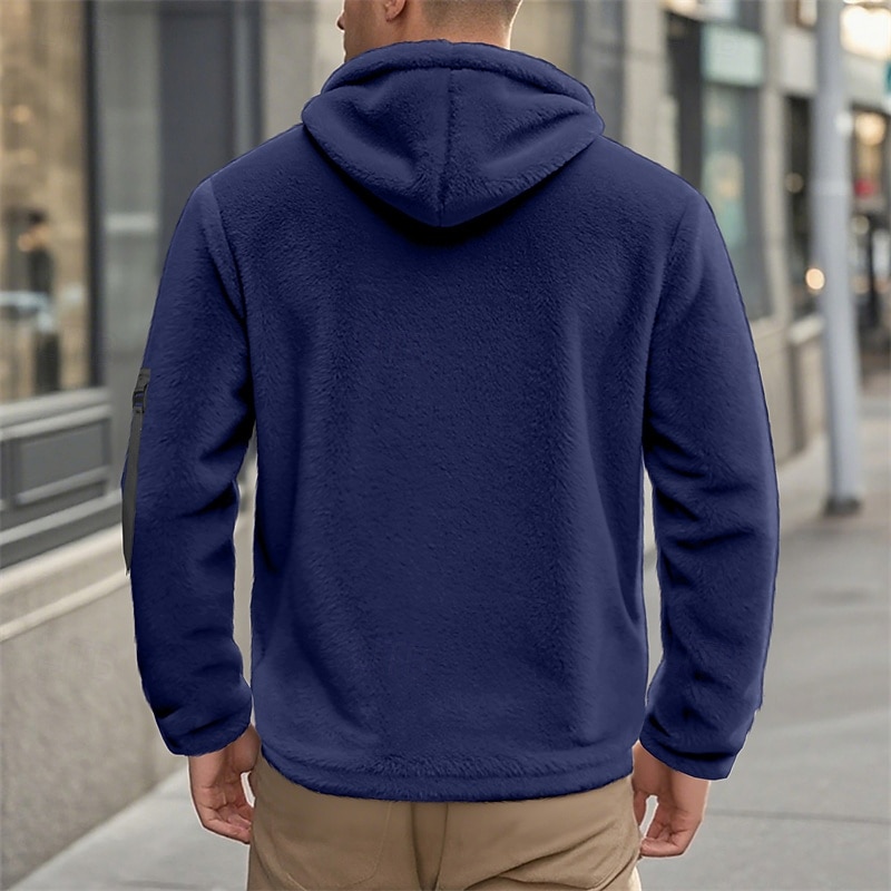 Men's Winter Coat Teddy Coat Casual Jacket Outdoor Casual Thermal Warm Pocket Full Zip Fall Winter Plaid Streetwear Sports & Outdoors Hooded Regular Dark Gray Black Navy Blue Khaki Jacket 2026 - $33.99 –P5