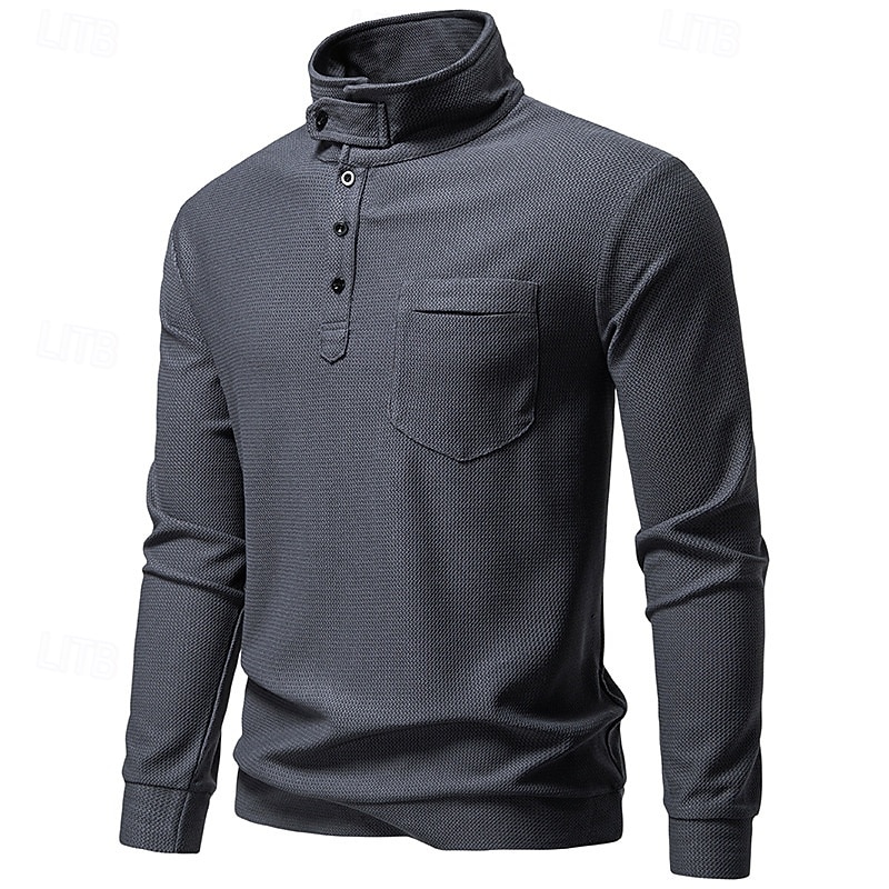Herre Genser Svart Hvit Militærgrønn Mørkegrå Opprett krage عادي Lomme Sport & Utendørs Daglig Ferie Polyester Gatemote Grunnleggende Fritid Vår Høst Klær Gensere Gensere 2026 - $30.99 –P12
