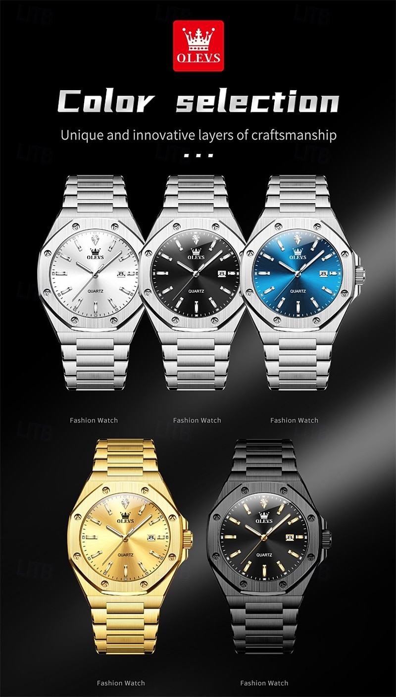 OLEVS Men Quartz Watch Business Luminous Calendar Waterproof Decoration Stainless Steel Watch 2026 - $37.99 –P6