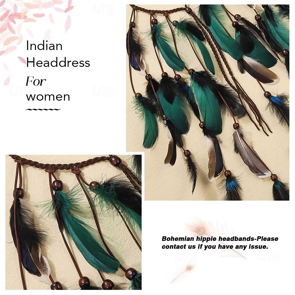 Carnival 2026 Rio Carnival Samba Accessories Bohemian Feather Hair Extension Headband - Hippie Adjustable Braided Hairpiece with Beads Brazil Festival Performance Costume 2026 - $17.99 –P6