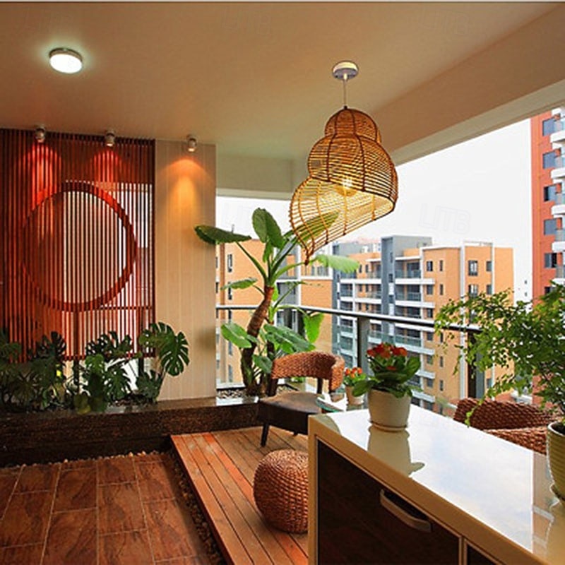 25 cm Design di Lanterna a Sospensione Lampada a sospensione Rattan Finiture Verniciate Moderno 110-120V 220-240V del 2026 a $122.99 –P6