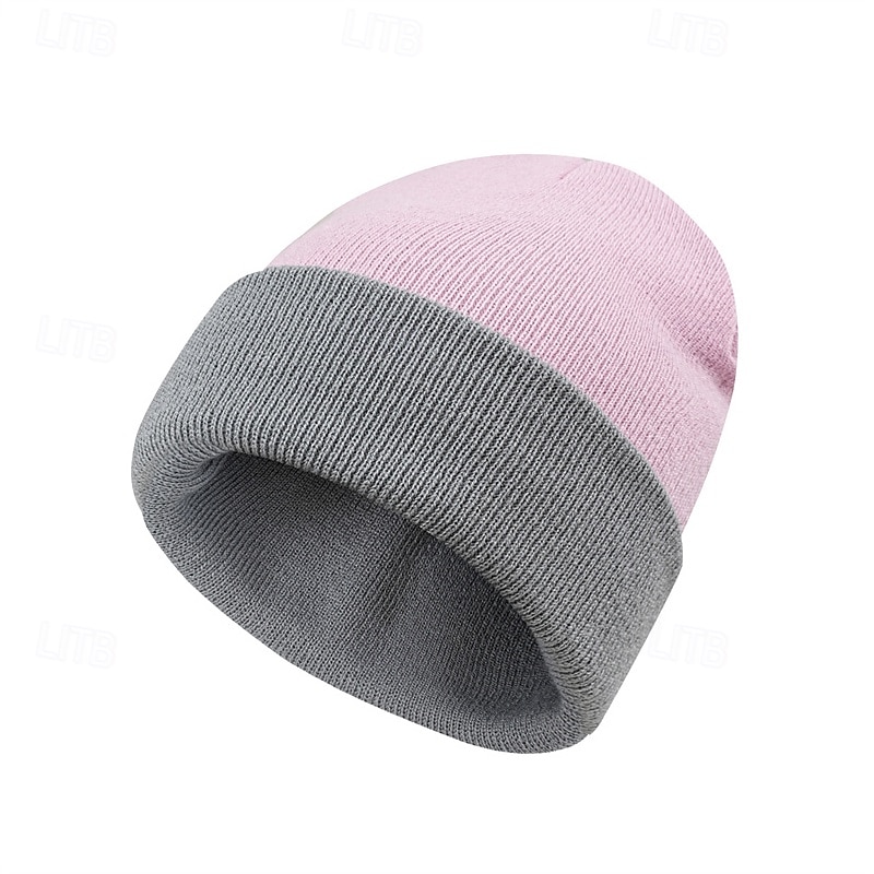 Herre Unisex Beanie lue Vinterhatter Luer Vinterlue Vinter luehatt Svart Hvit Akryl Fiber Strikket Koselig Dagligdagstøy Ensfarget / vanlig farge Varm 2026 - $6.99 –P3