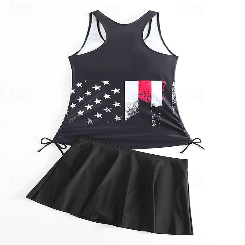 Mujer Bañadores 2 piezas Falda Traje de baño Espalda al Aire Vacaciones Ropa de playa Floral Graphic Escote Redondo Sin Mangas Trajes de baño 2026 - $28.99 –P10