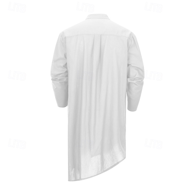 Муж. Домашняя одежда Ночная рубашка Ночная сорочка Полотняное плетение Стиль Удобная обувь Дом Повседневные Хлопок Дышащий Воротник-стойка Длинный рукав Весна Осень Черный Белый 2026 - $27.99 –P13