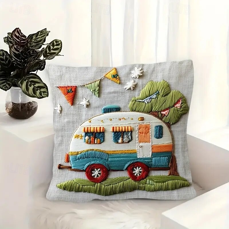 2D plochý tisk vintage stan povlak na polštář digitálním potiskem dekorativní polštář na pohovku, ložnici, obývací pokoj, bytové dekorace 2026 - $9.99 –P5