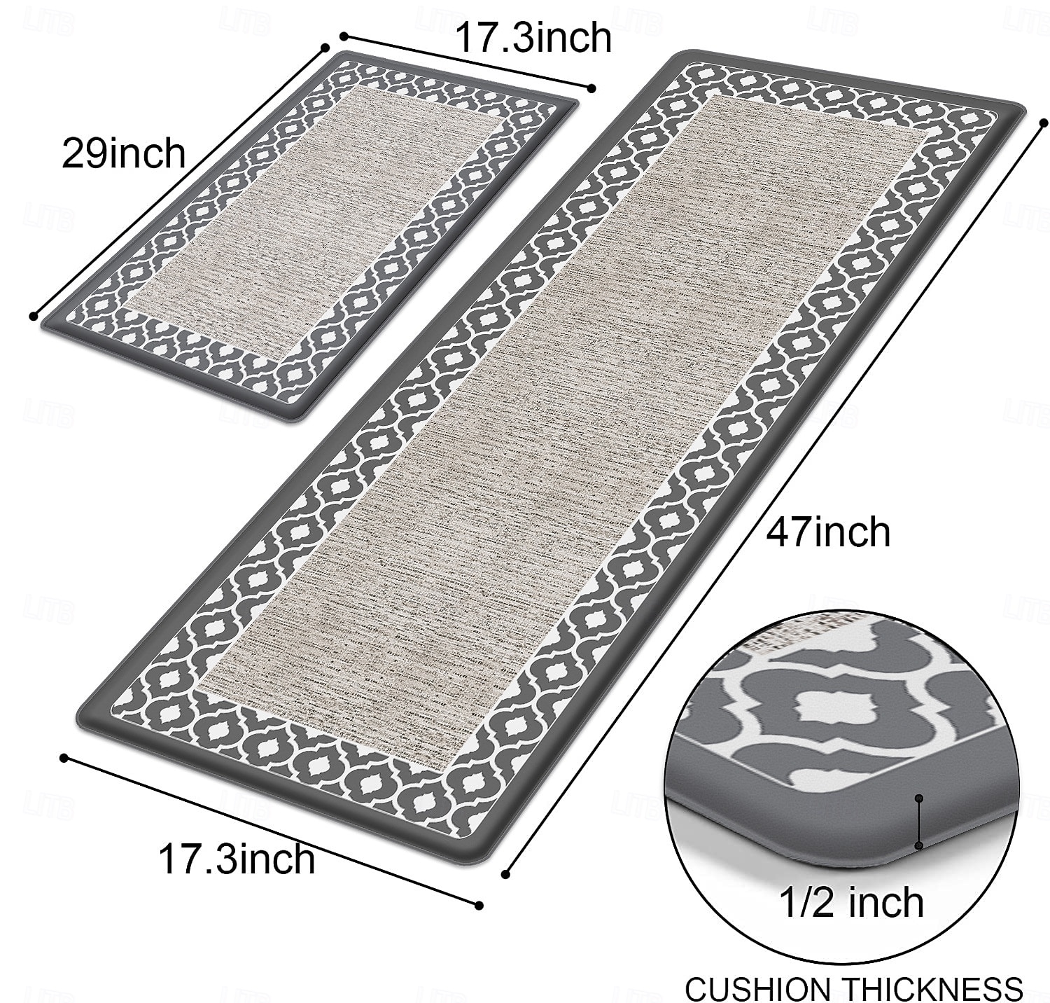 Alfombras de pasillo para cocina, de PVC grueso, antifatiga, con diseño de doble marco tipo teslin, impermeables, resistentes al aceite, antideslizantes y de cuero sintético. 2026 - $14.49 –P2