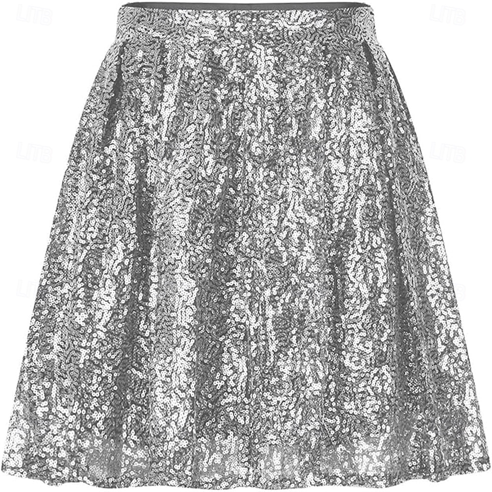 Samba Tanzbekleidung Damen Paillettenrock Funkelnde dehnbare High-Waisted A-Linie fließende Schwung Glitzer Mini-Röcke Leistungs-Kostüm 2026 - $37.99 –P4