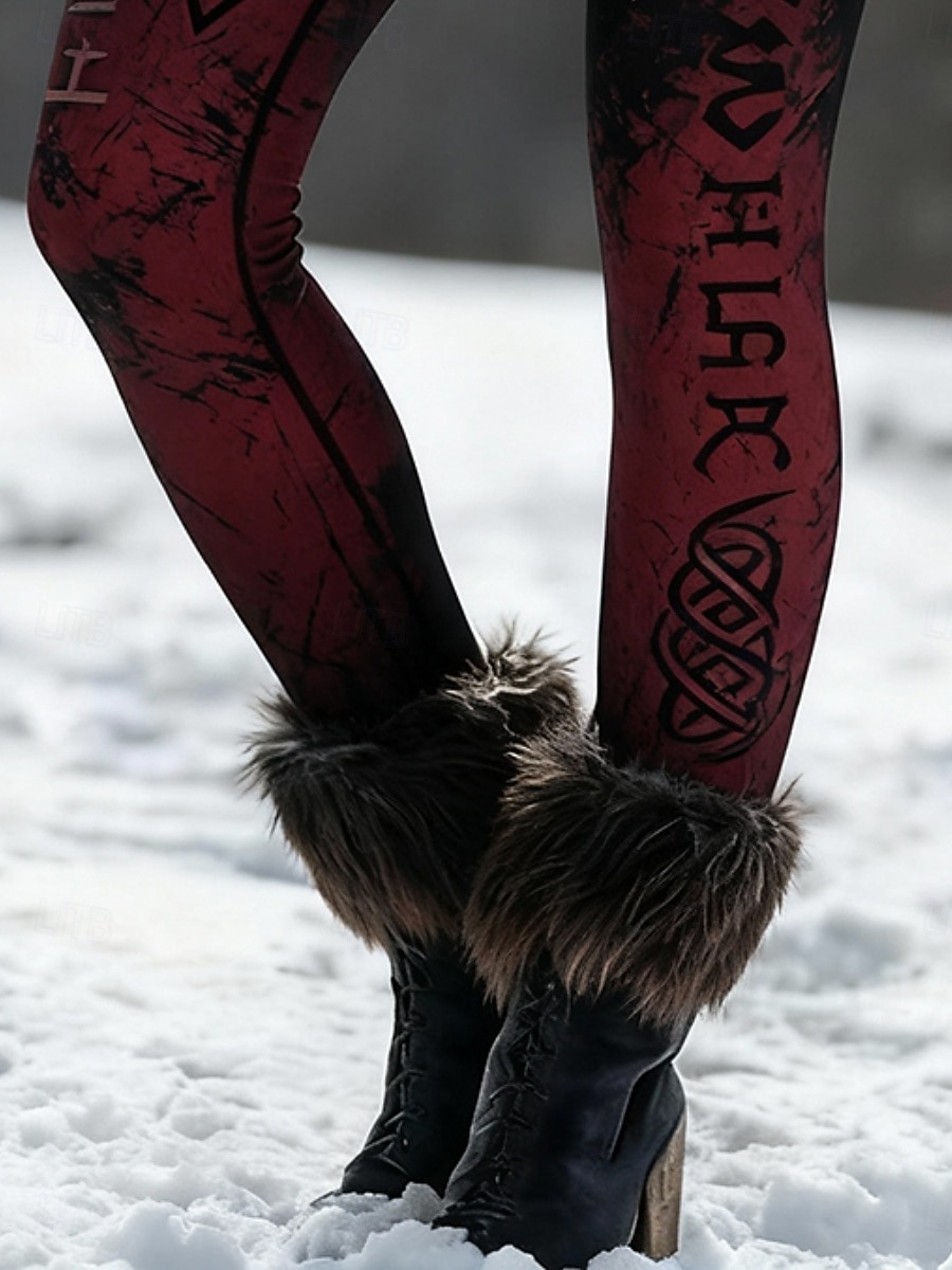 Pentru femei Jambiere Colanți confortabili Vacanță Epocă Stilul etnic Lungime totală Talie Înaltă Grafic Imprimare Comfortabil Strech Casual Zilnic În aer liber Roșu Vin Primăvară Toamnă Iarnă Slim 2026 - $22.99 –P4