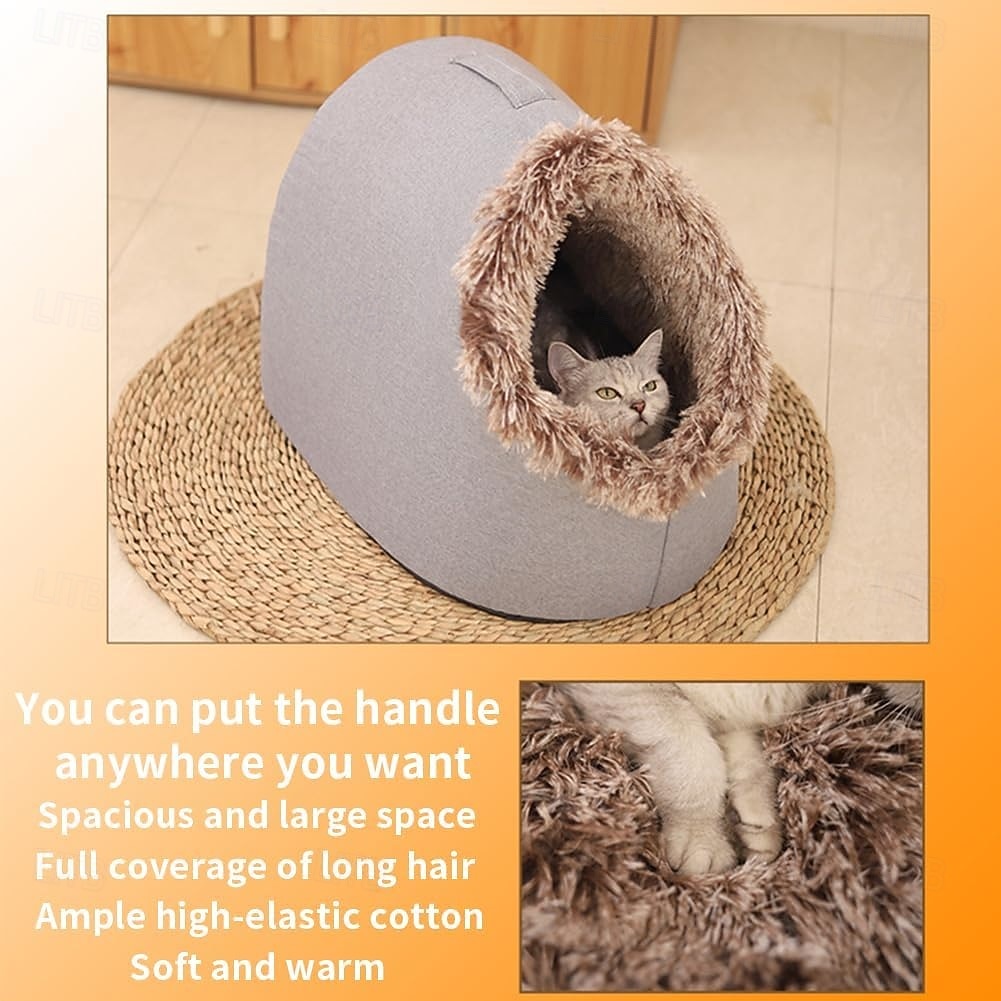 Lit-niche en peluche pour chats d'intérieur &niche pour petits chiens avec revêtement moelleux, lit amovible auto-chauffant et antidérapant, abri lavable pour chat de 2026 ? $26.99 –P7