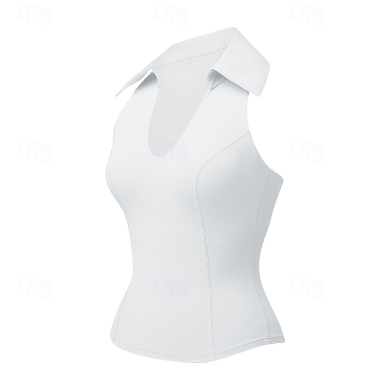 Dam Solid färg Halterlinne Inbyggd BH UV-skydd Snabb tork Elastisk Andningsfunktion Tennis Träning Löpning Halsband Överdelar Svart Vit Purpur Tenniskläder 2026 - $32.99 –P4