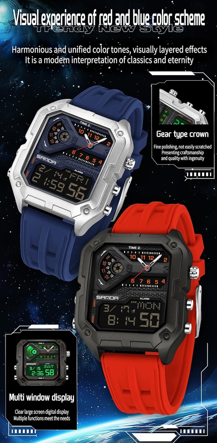 SANDA 6278 Brand Fashion Men's Electronic Watch Multifunction Alarm Clock Luminous Calendar Sports Digital Watches 2026 - $47.99 –P8