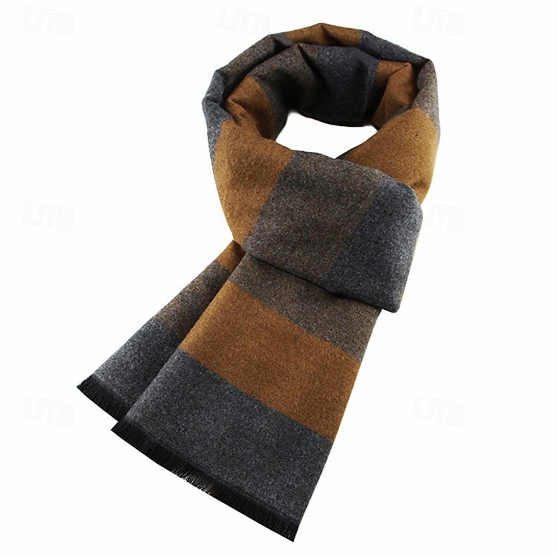 Per uomo Sciarpa rettangolare All'aperto Abbigliamento Quotidiano Casual Giallo Chiaro Nero Sciarpa A righe del 2026 a $10.99 –P3