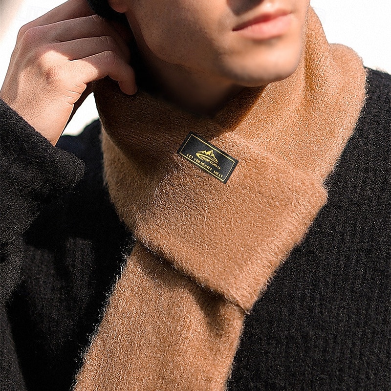 Men's Rectangle Scarf Outdoor Dailywear Causal Black Brown Scarf Solid Color 2026 - $12.99 –P2
